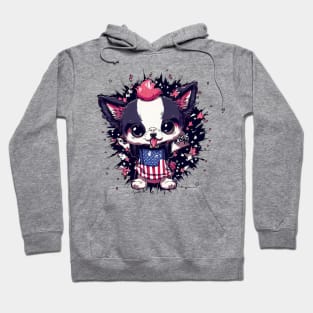 Cute Dog 4th of July Red, White, and Woof Hoodie